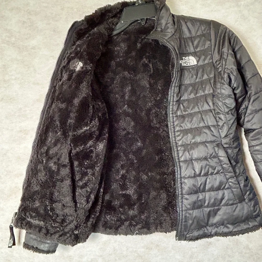 The North Face Girls Black‎ Mossbud Swirl Reversible Jacket Size M 10/12 Fleece